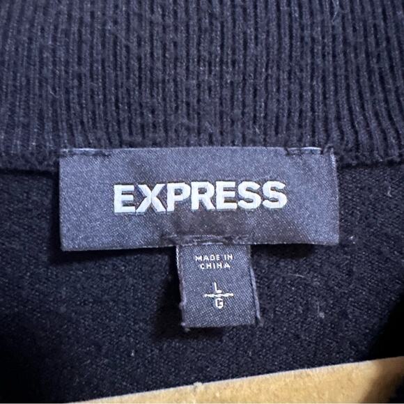 Express Mockneck Pullover Balloon Sleeve Sweater Black Womens Large - Picture 3 of 4